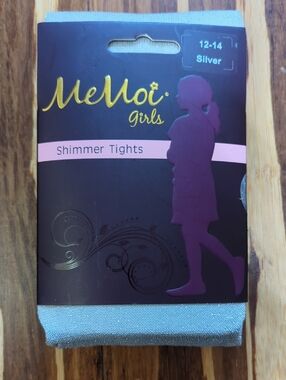 MeMoi Girls Shimmer Tights - Silver - NIP - 12-14
